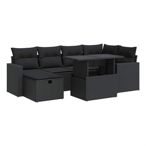 vidaXL 7 Piece Poly Rattan Sofa Set in Black