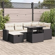 vidaXL 7 Piece Poly Rattan Small Sofa Set in Black/White/Cream