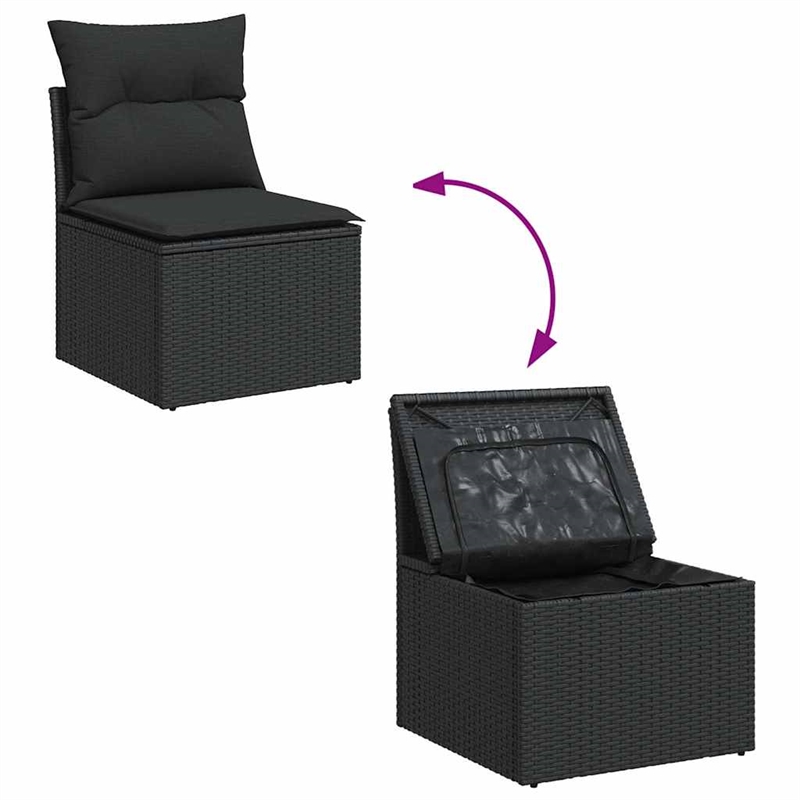 vidaXL 8 Piece Poly Rattan Sofa Set in Black
