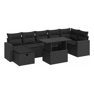 vidaXL 8 Piece Poly Rattan Sofa Set in Black
