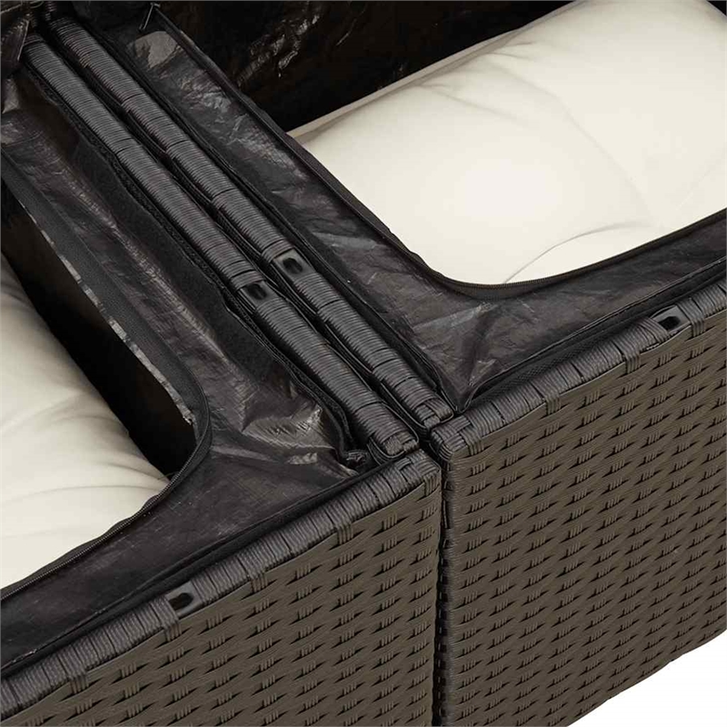 vidaXL 8 Piece Poly Rattan Sofa Set in Black/White/Cream
