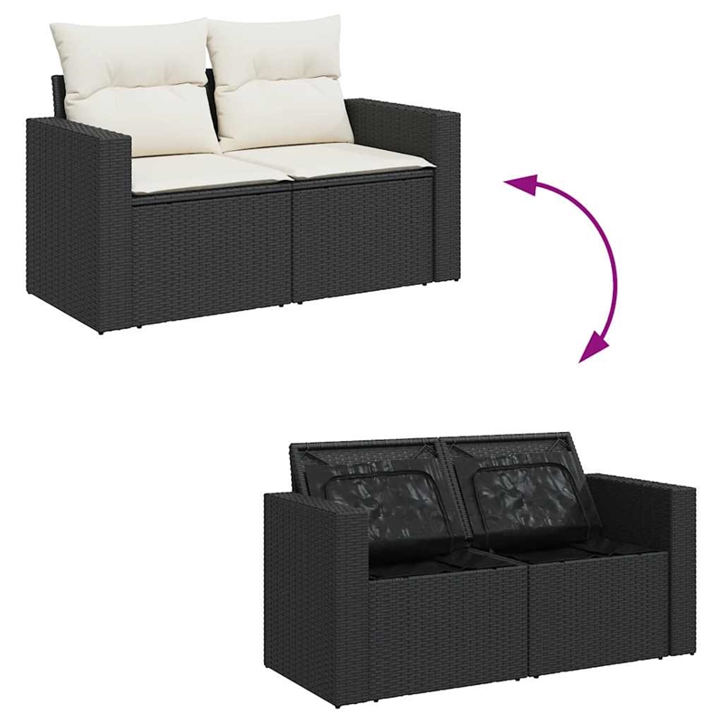vidaXL 8 Piece Poly Rattan Sofa Set in Black/White/Cream