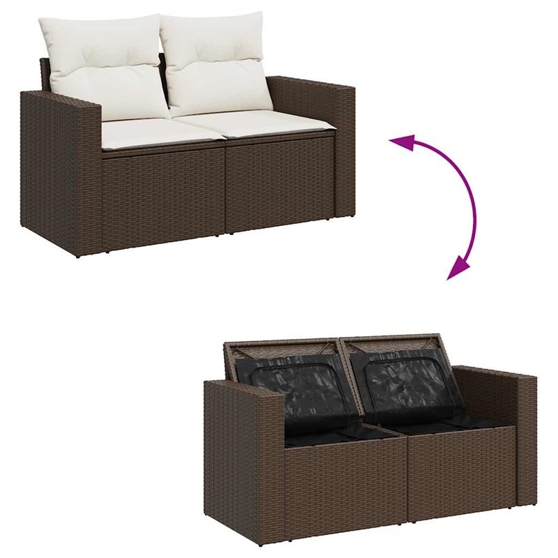 vidaXL 8 Piece Poly Rattan Sofa Set in Brown