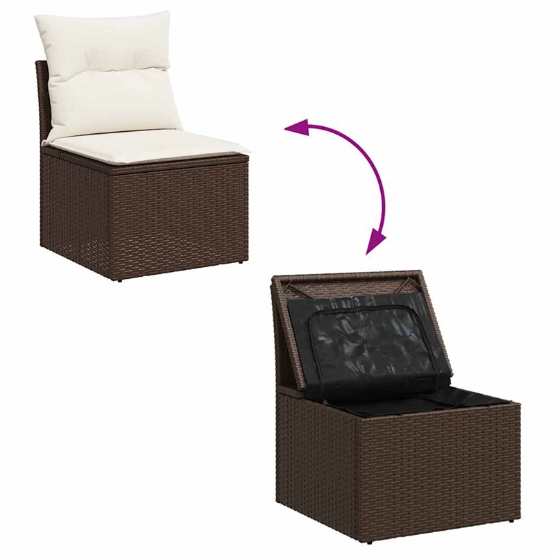 vidaXL 8 Piece Poly Rattan Sofa Set in Brown