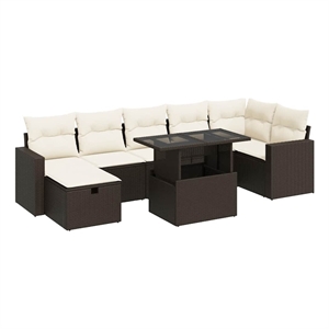 vidaXL 8 Piece Poly Rattan Sofa Set in Brown