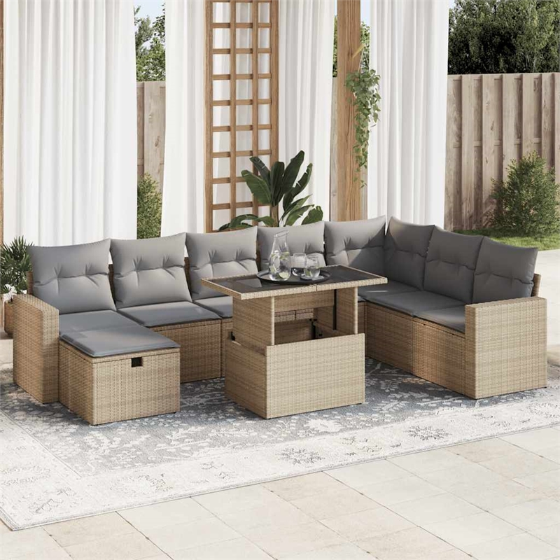 vidaXL 9 Piece Sofa Set in Beige