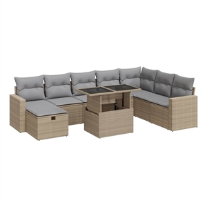 vidaXL 9 Piece Sofa Set in Beige