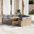 vidaXL 9 Piece Poly Rattan Sofa Set in Gray/Beige