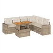 vidaXL 7 Piece Poly Rattan Sofa Set in Beige