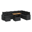 vidaXL 9 Piece Solid Acacia Wood Sofa Set in Black