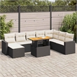 vidaXL 9 Piece Solid Acacia Wood Large Sofa Set in Black