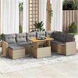 vidaXL 9 Piece Solid Acacia Wood Sofa Set in Gray/Beige