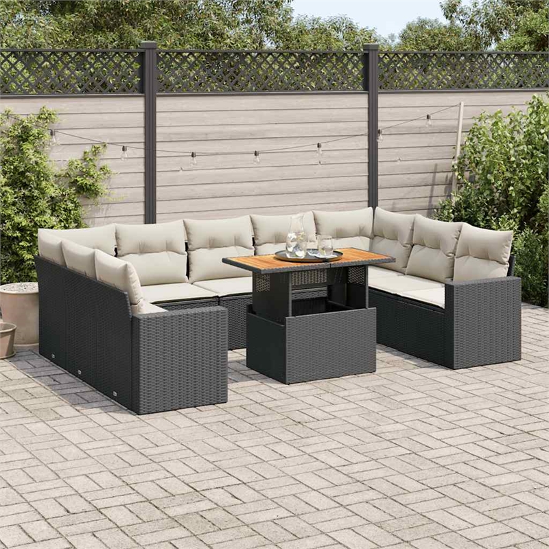 vidaXL 10 Piece Small Sofa Set in Black/White/Cream