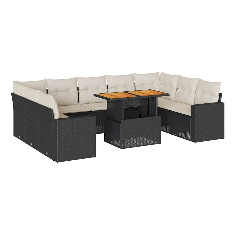 vidaXL 10 Piece Small Sofa Set in Black/White/Cream