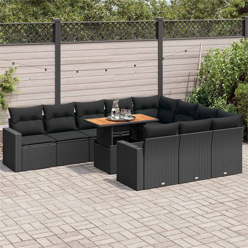 vidaXL 11 Piece Steel Sofa Set in Black