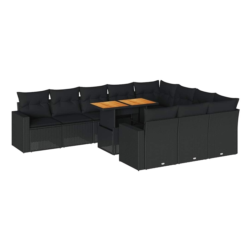 vidaXL 11 Piece Steel Sofa Set in Black