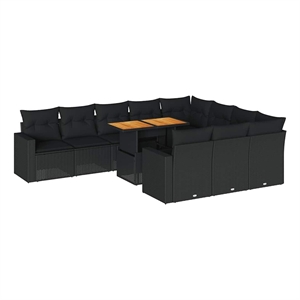 vidaXL 11 Piece Steel Sofa Set in Black