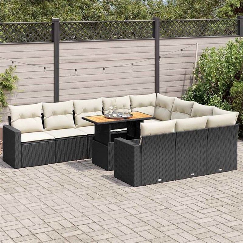 vidaXL Poly Rattan Large Sofa Set in Black