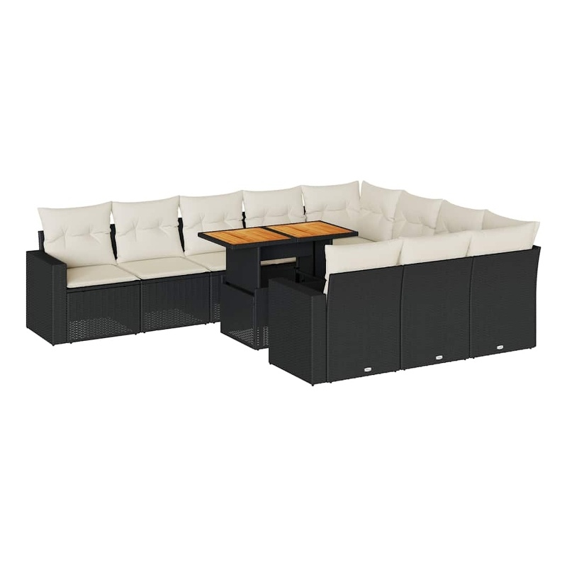 vidaXL Poly Rattan Large Sofa Set in Black