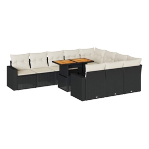vidaXL Poly Rattan Large Sofa Set in Black