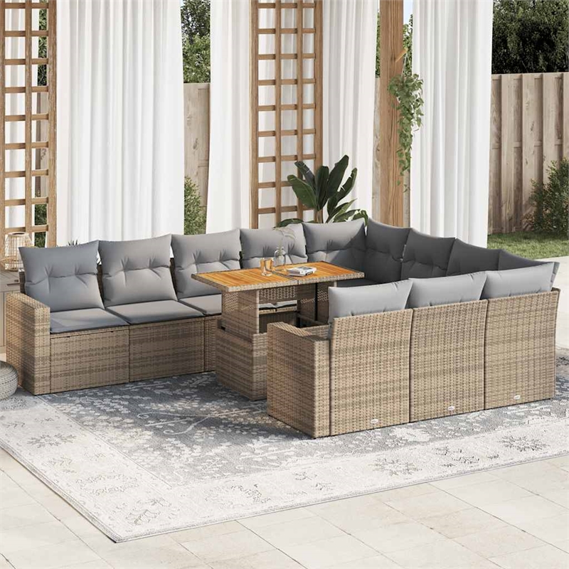 vidaXL 11 Piece Sofa Set in Gray/Beige