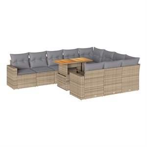 vidaXL 11 Piece Sofa Set in Gray/Beige