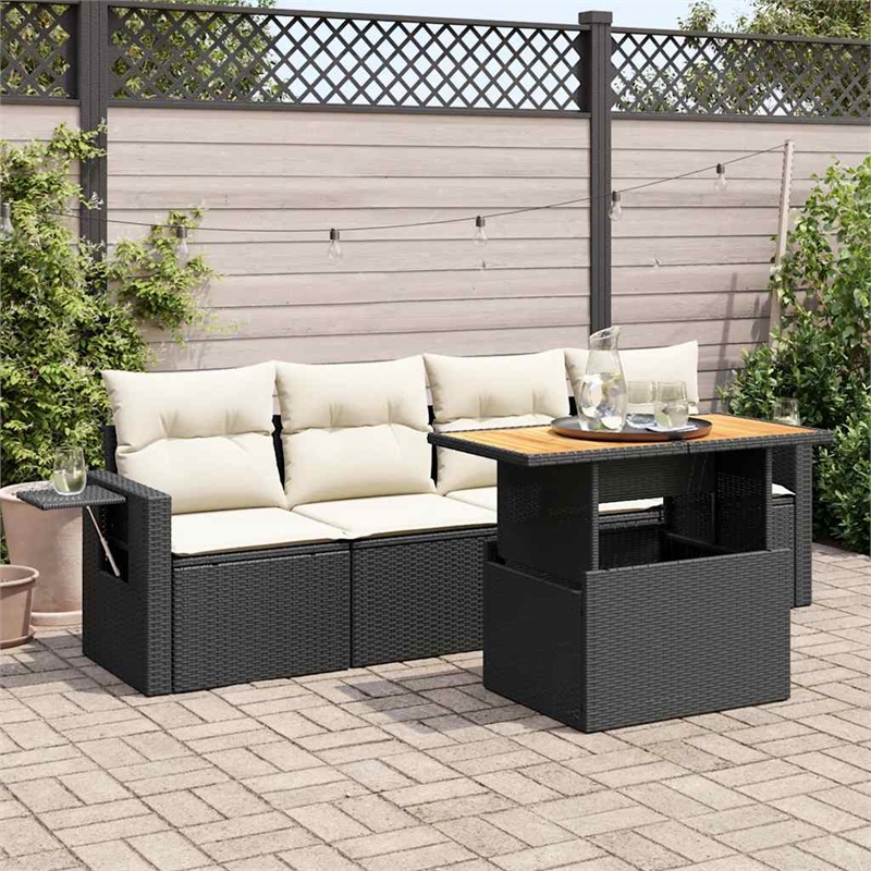 vidaXL 5 Piece Steel Sofa Set in Black