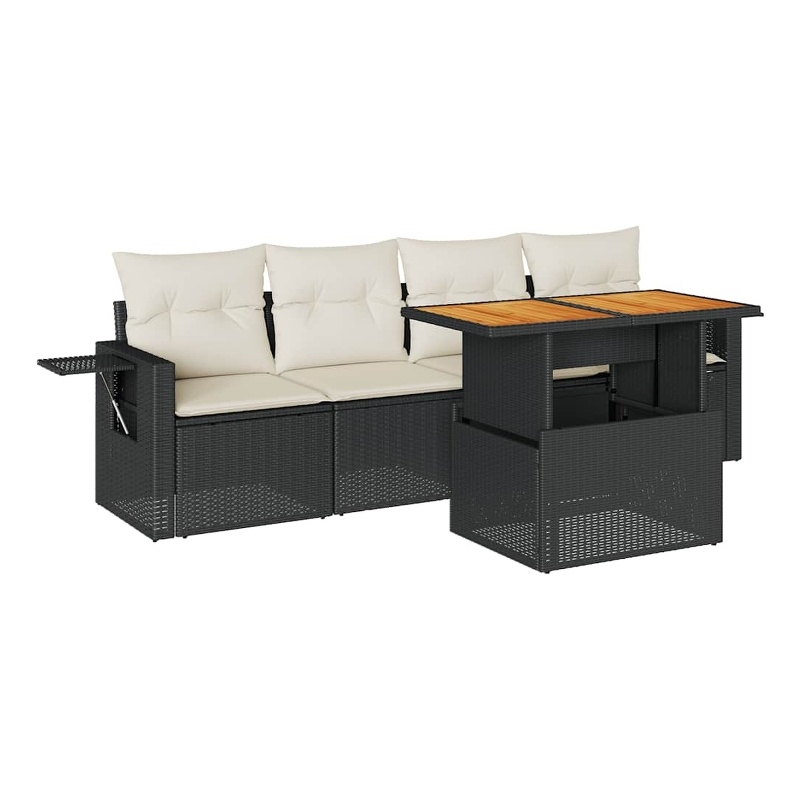 vidaXL 5 Piece Steel Sofa Set in Black