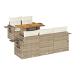 vidaXL Solid Acacia Wood Sofa Set in Beige