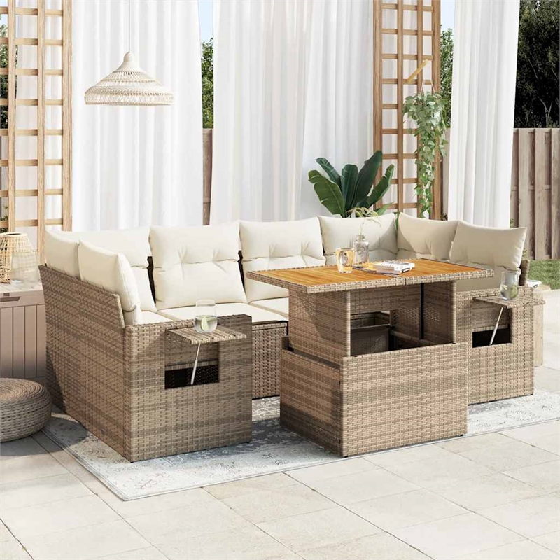 vidaXL 7 Piece Sofa Set in Beige