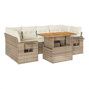 vidaXL 7 Piece Sofa Set in Beige