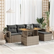 vidaXL 6 Piece Solid Acacia Wood Small Sofa Set in Gray