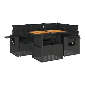 vidaXL 5 Piece Poly Rattan Sofa Set in Black