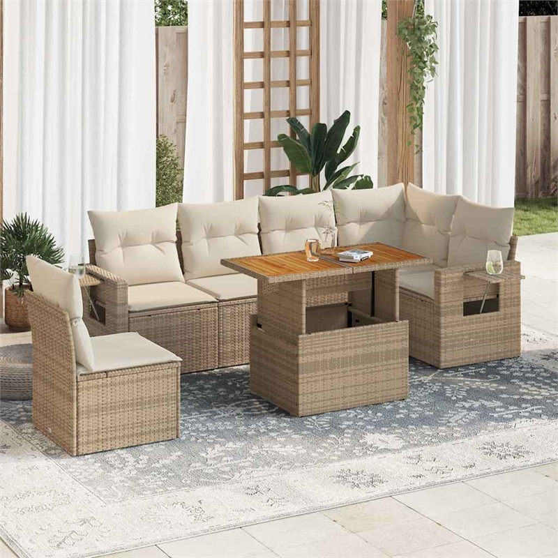 vidaXL 7 Piece Sofa Set in White/Cream/Beige