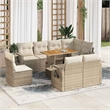 vidaXL 9 Piece Poly Rattan Sofa Set in White/Cream/Beige