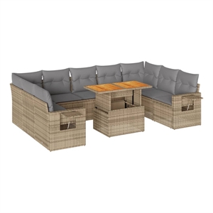 vidaXL 10 Piece Large Sofa Set in Beige