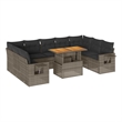 vidaXL 10 Piece Solid Acacia Wood Sofa Set in Gray