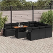 vidaXL 11 Piece Poly Rattan Sofa Set in Black
