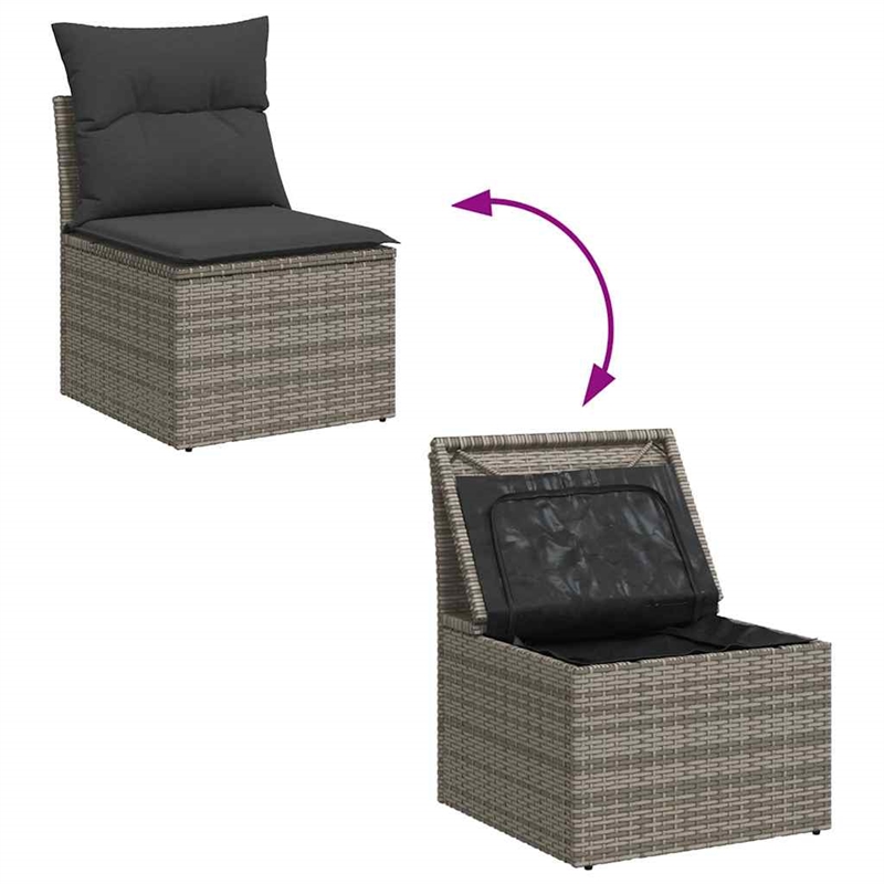 vidaXL Solid Acacia Wood Small Sofa Set in Gray