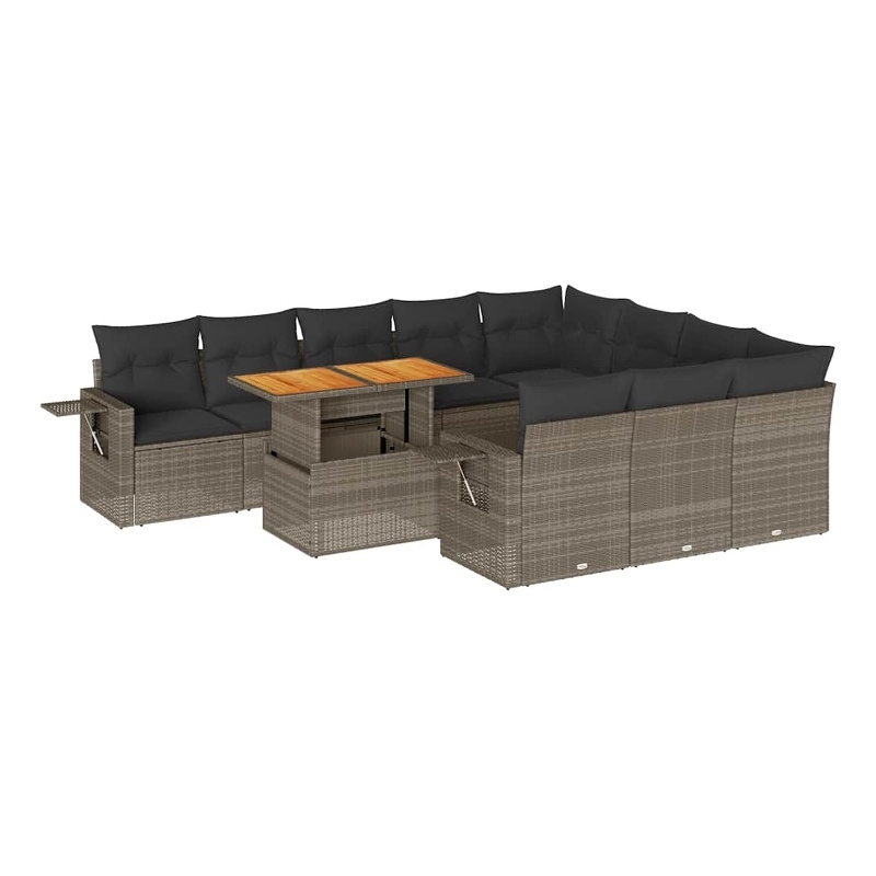 vidaXL Solid Acacia Wood Small Sofa Set in Gray