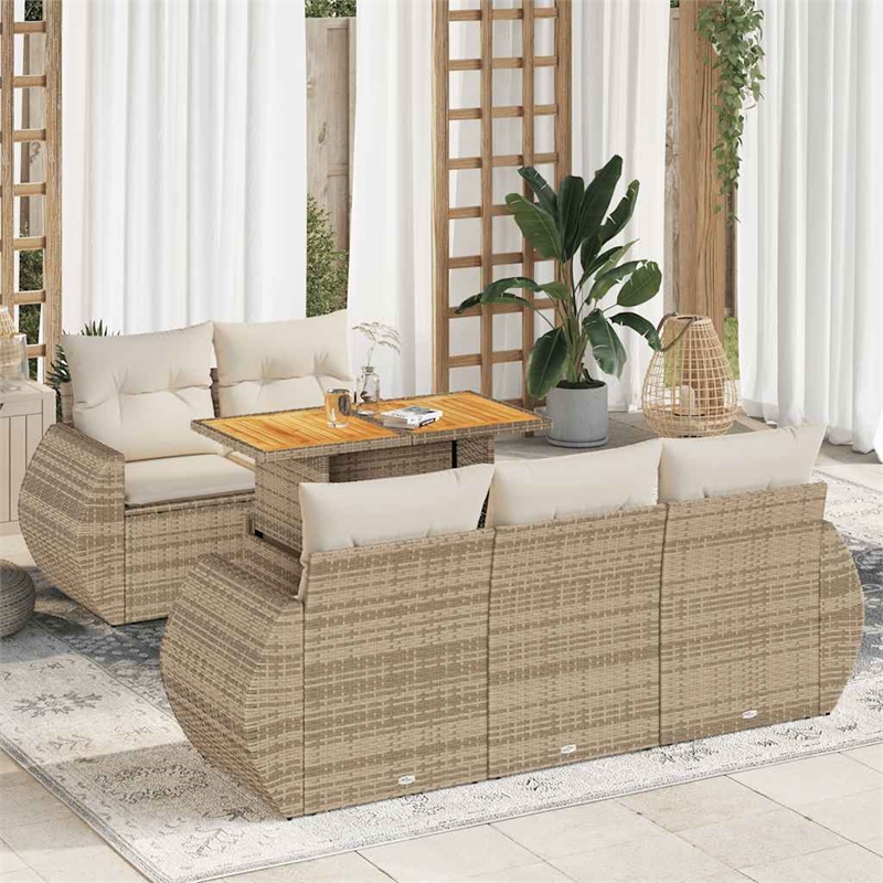vidaXL 6 Piece Steel Sofa Set in Beige