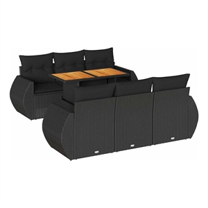 vidaXL 7 Piece Poly Rattan Sofa Set in Black