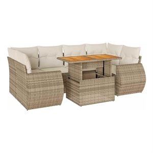 vidaXL Poly Rattan Sofa Set in Beige