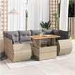 vidaXL 7 Piece Solid Acacia Wood Sofa Set in Beige