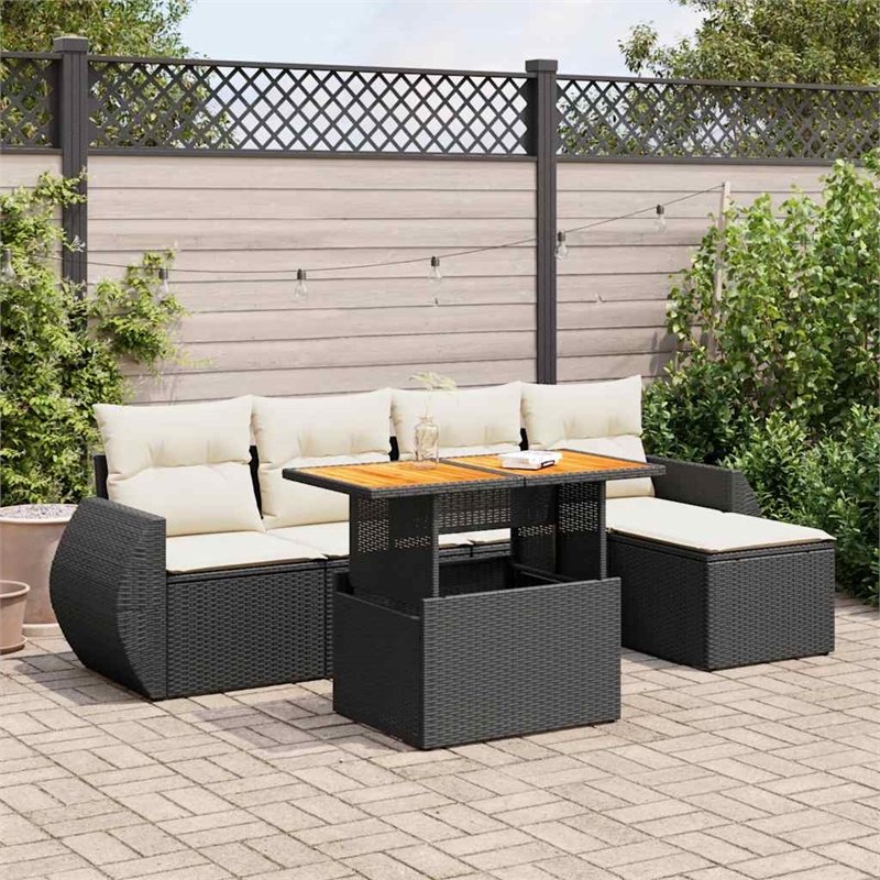 vidaXL Solid Acacia Wood Sofa Set in Black