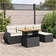 vidaXL Solid Acacia Wood Sofa Set in Black