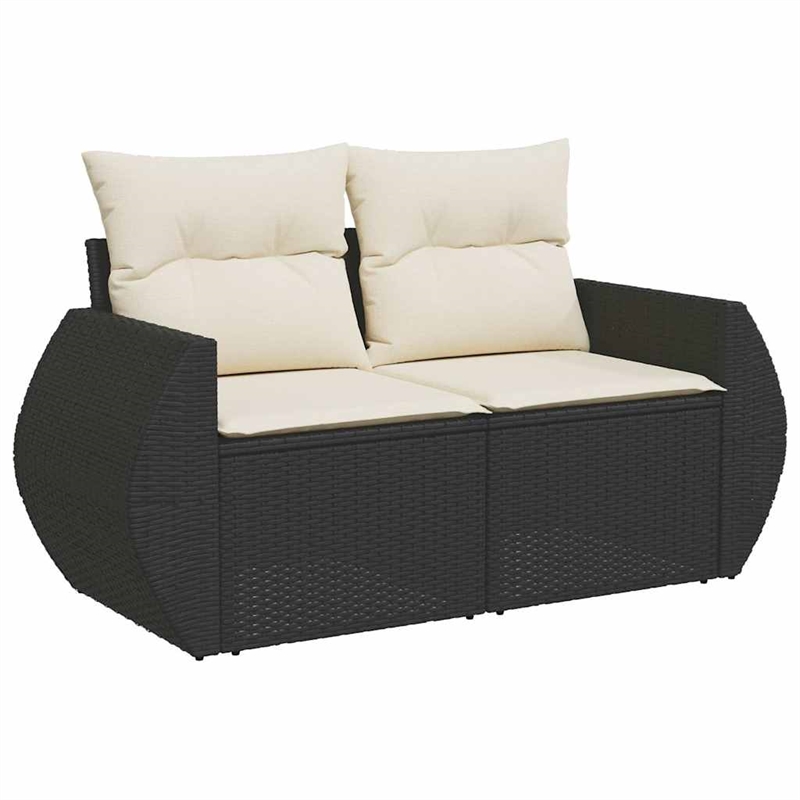 vidaXL Solid Acacia Wood Sofa Set in Black
