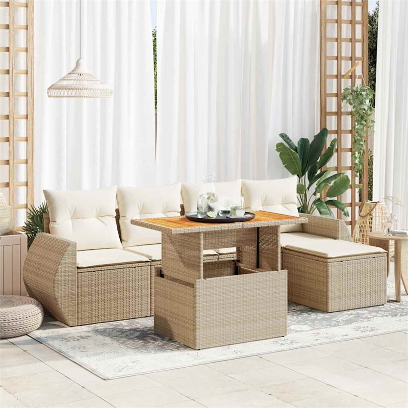 vidaXL 6 Piece Sofa Set in White/Cream/Beige