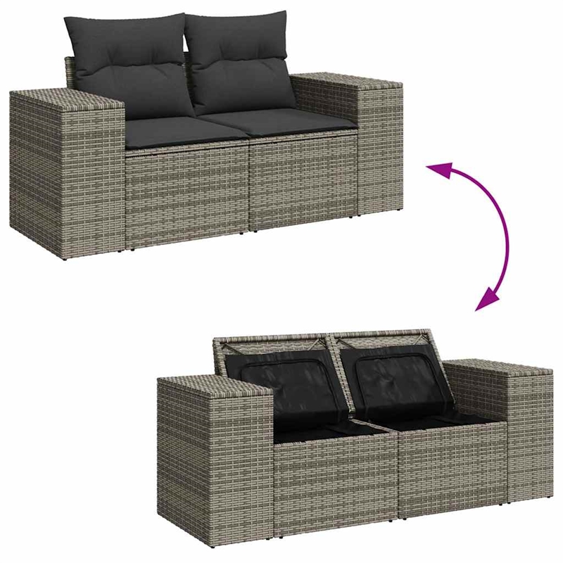 vidaXL 5 Piece Solid Acacia Wood Small Sofa Set in Gray