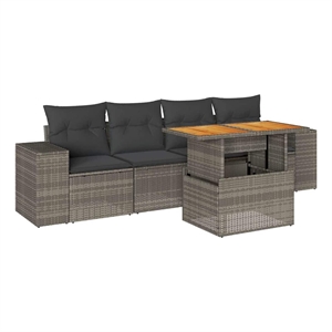 vidaXL 5 Piece Solid Acacia Wood Small Sofa Set in Gray